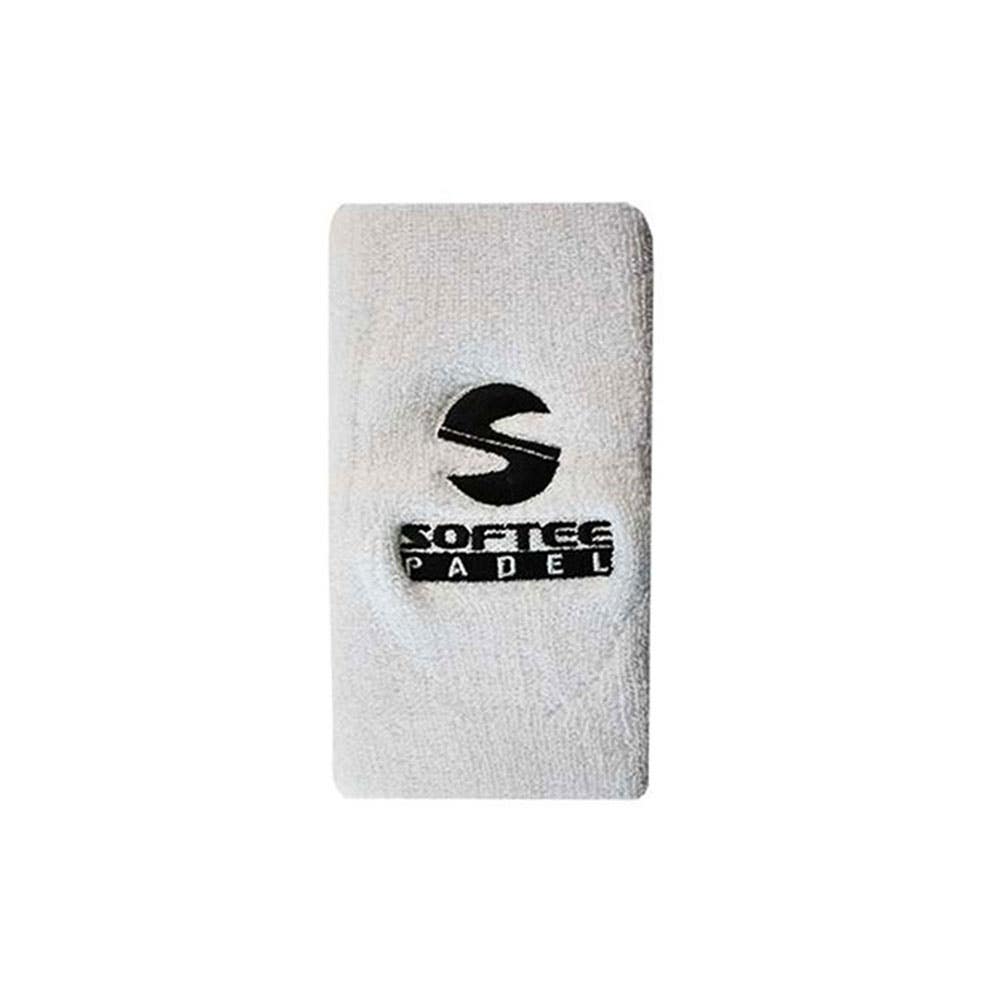 MUÑEQUERA ANCHA SOFTEE BLANCA LOGO