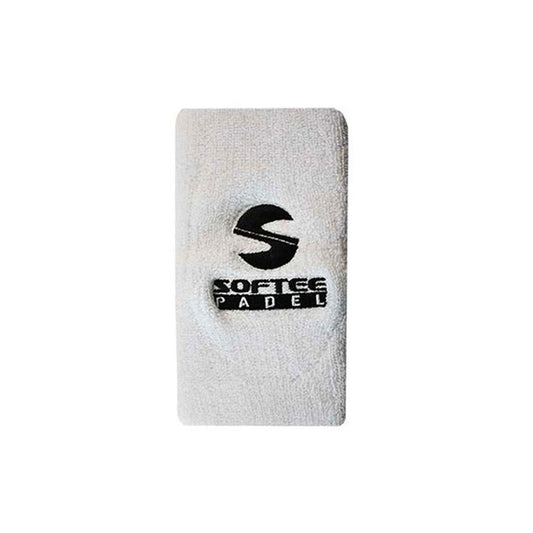 MUÑEQUERA ANCHA SOFTEE BLANCA LOGO