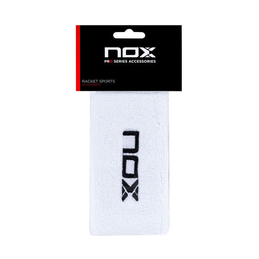 CAJA 6 UDS. - BLISTER (2 UDS) MUÑEQUERA LARGA NOX BLANCA LOGO NEGRO