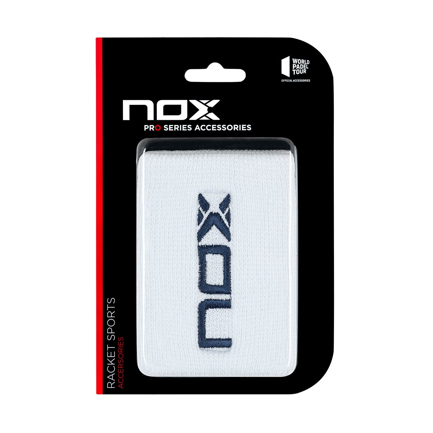 CAJA 6 UDS. - BLISTER (2 UDS) MUÑEQUERA NOX BLANCO LOGO AZUL