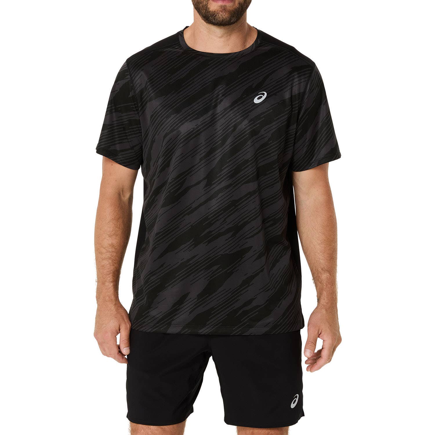 CAMISETA ASICS CORE ALL OVER PRINT SS TOP NEGRO