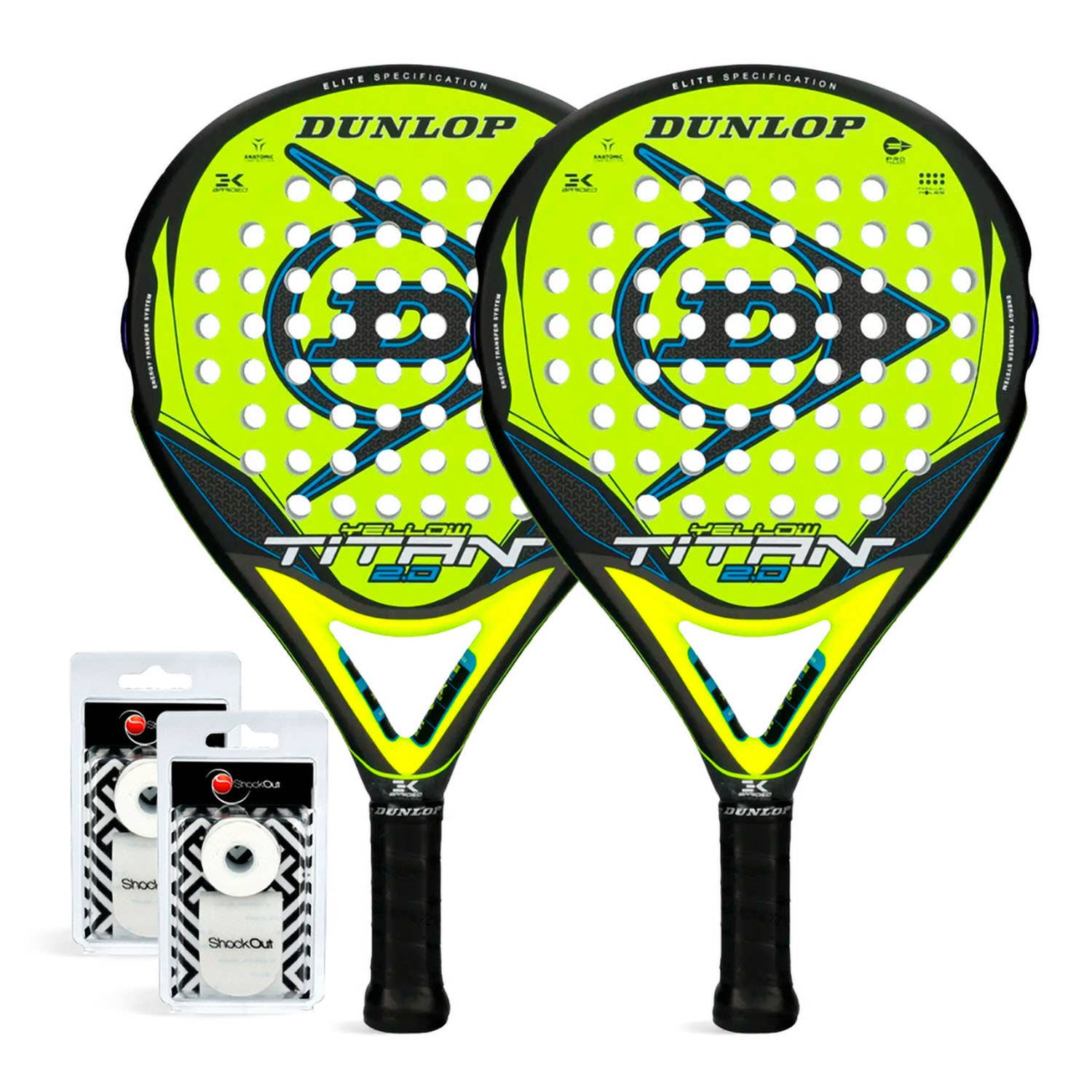 PACK DÚO DUNLOP TITAN 2.0 AMARILLA AZUL