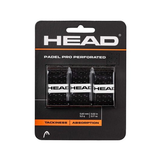 BLISTER 3UDS. OVERGRIP HEAD PADEL PRO PERFORATED NEGRO