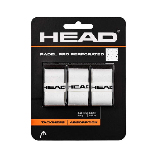 BLISTER 3UDS. OVERGRIP HEAD PADEL PRO PERFORATED BLANCO