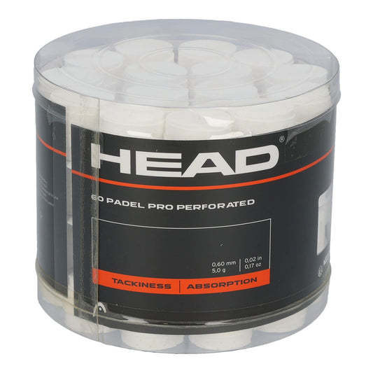 CUBO 60 UDS. OVERGRIPS HEAD PADEL PRO PERFORATED BLANCO