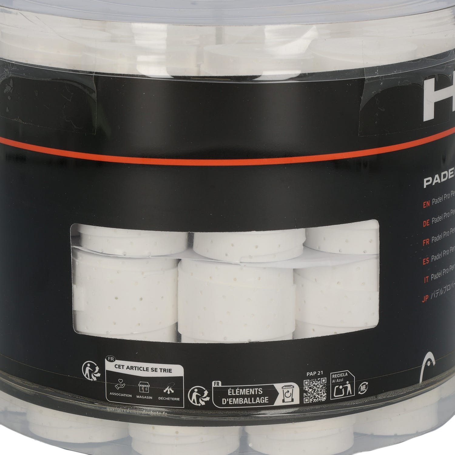 CUBO 60 UDS. OVERGRIPS HEAD PADEL PRO PERFORATED BLANCO