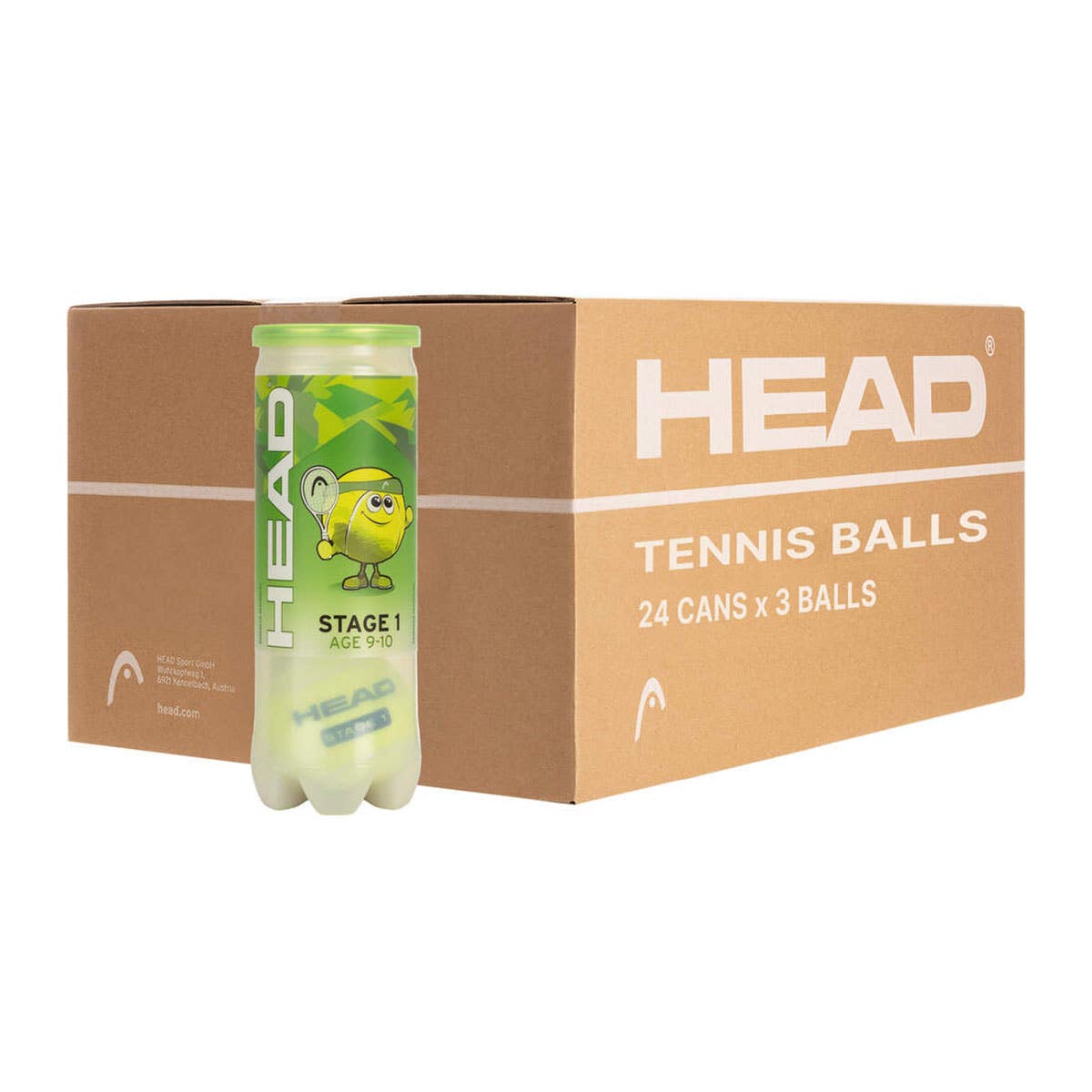 CAJON 24 BOTES 3 BOLAS DE TENIS HEAD STAGE 1 GREEN