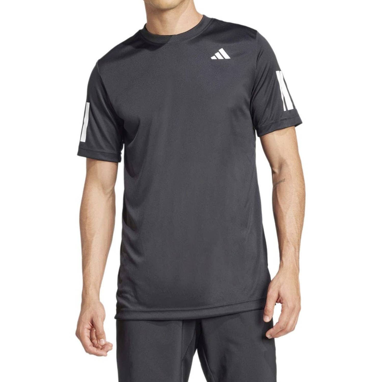 CAMISETA ADIDAS CLUB 3 STRIPRES KUE82 HOMBRE NEGRO