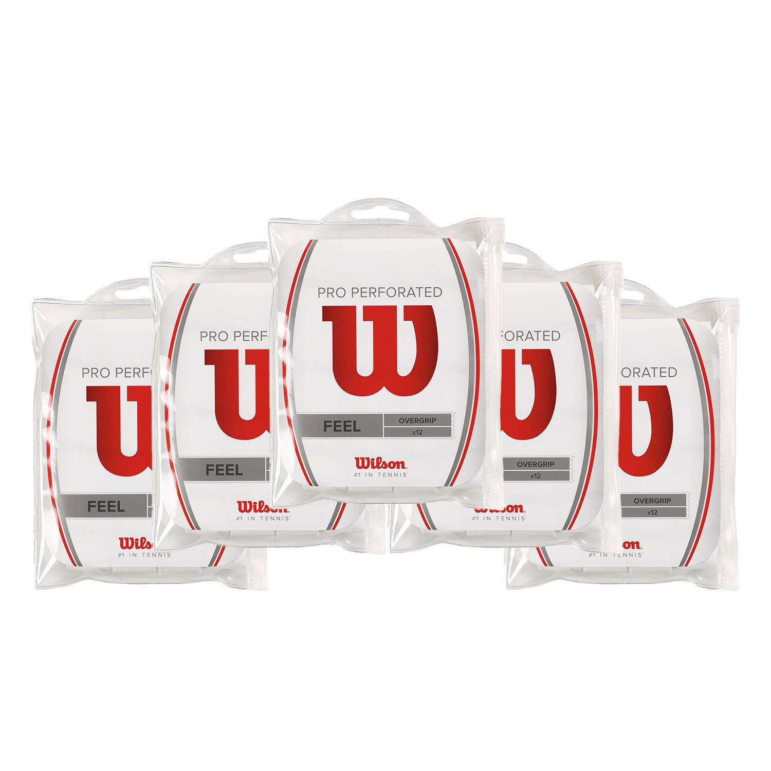 PACK 5 BOLSAS 12 UDS. OVERGRIPS WILSON PRO PERFORADO BLANCO