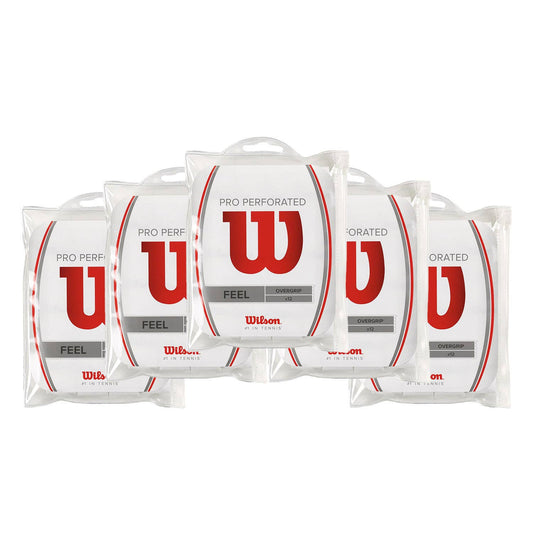 PACK 5 BOLSAS 12 UDS. OVERGRIPS WILSON PRO PERFORADO BLANCO