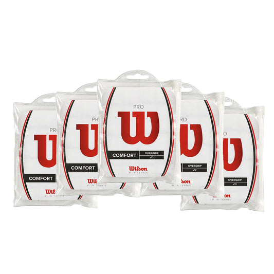 PACK 5 BOLSAS 12 UDS. OVERGRIPS WILSON PRO LISO BLANCO WRZ4016WH