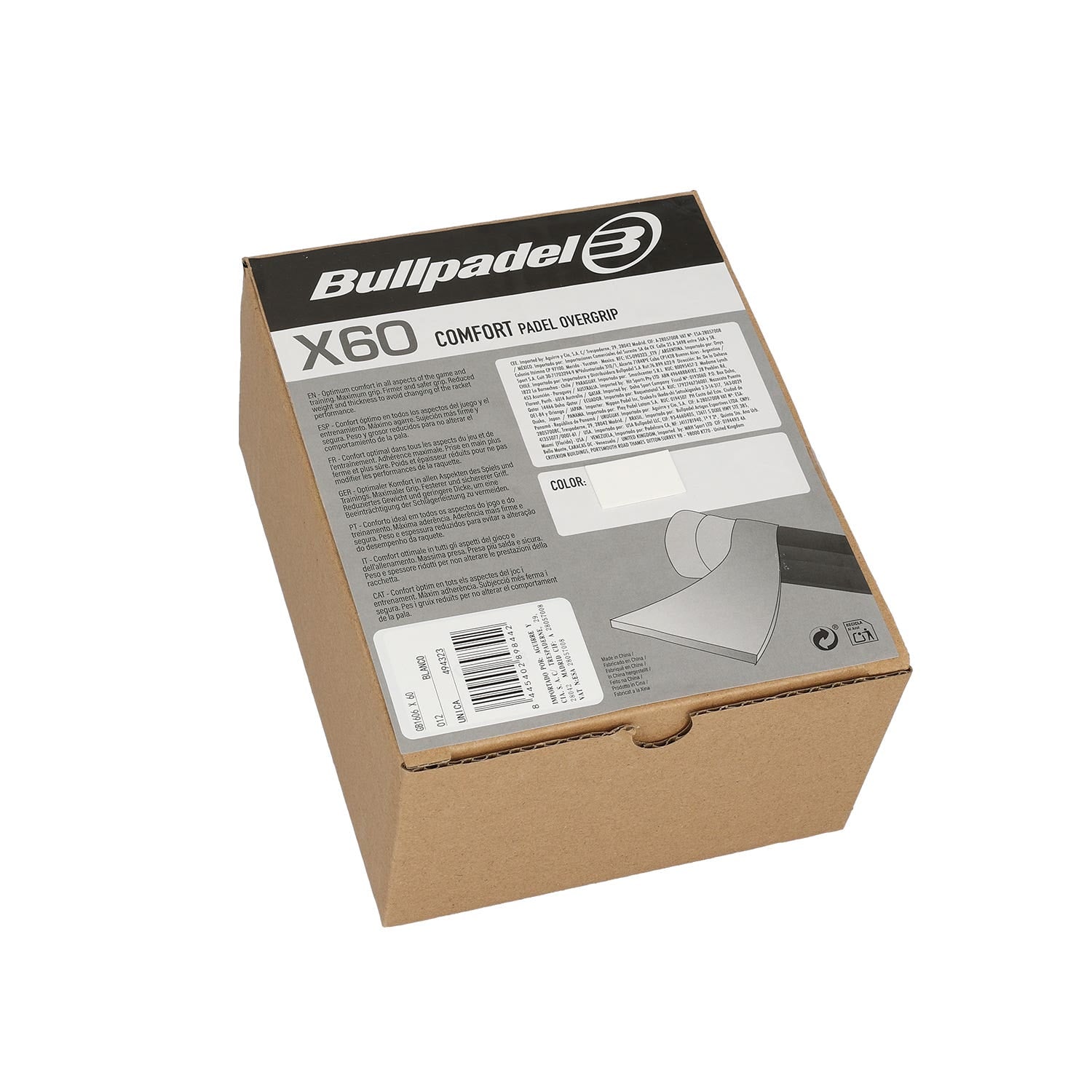 BOX 60 OVERGRIPS BULLPADEL COMFORT GB1606 BLANCO