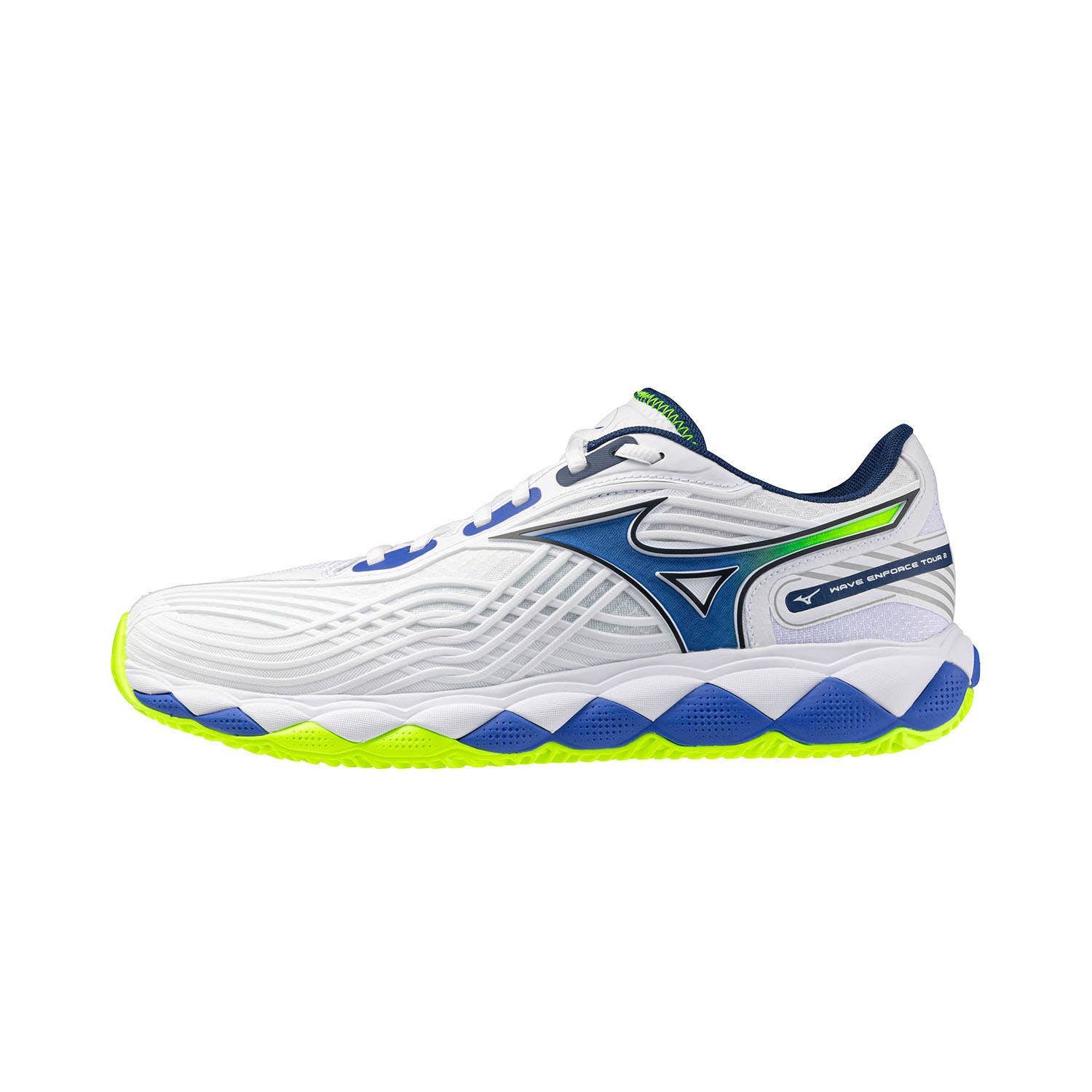 MIZUNO WAVE ENFORCE TOUR 2 CLAY COURT BLANCO/AZUL/AMARILLO FLÚOR 61GC2603