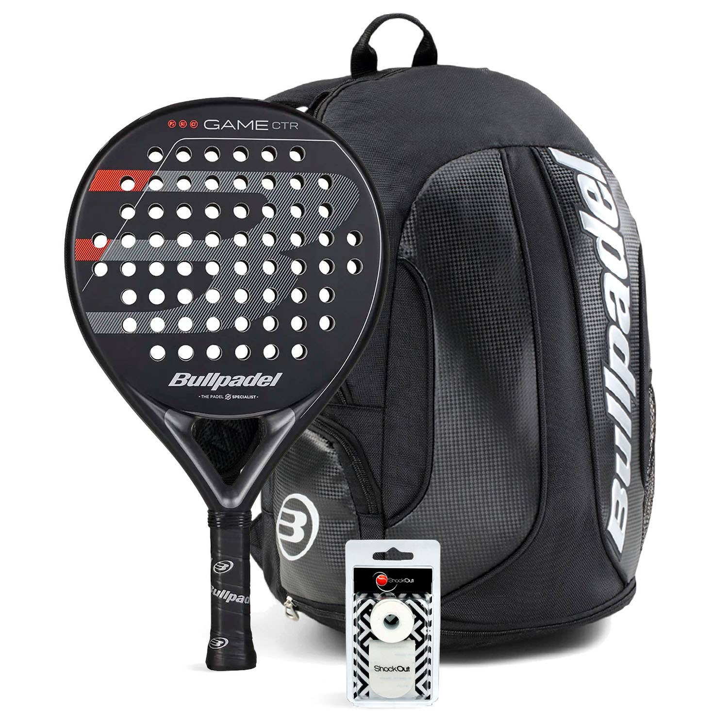 PACK BULLPADEL GAME CONTROL BLACK MOCHILA AVANT