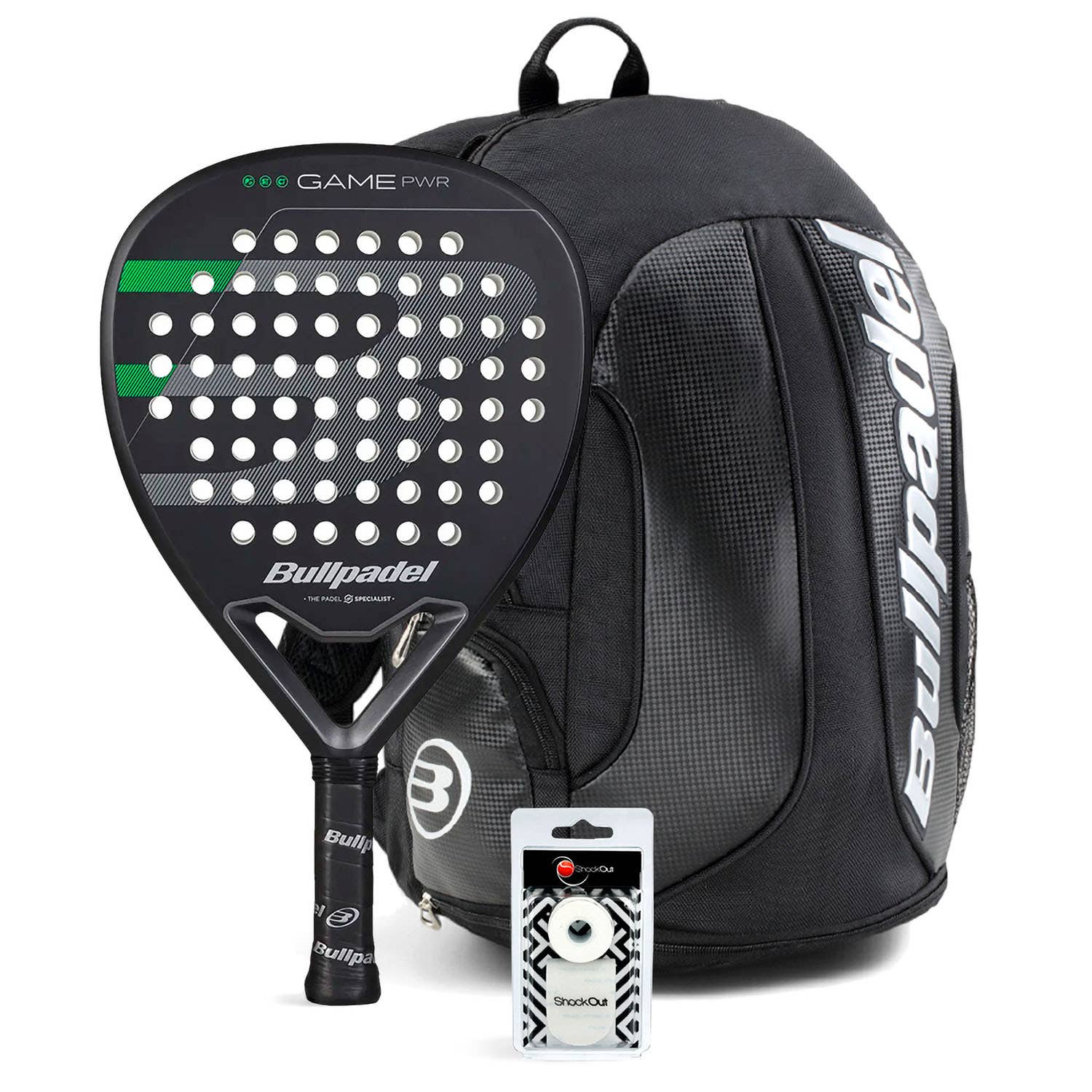 PACK BULLPADEL GAME POWER BLACK MOCHILA AVANT