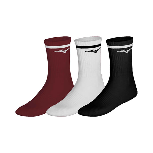 PACK DE 3 CALCETINES MIZUNO TRAINING WITH LINE BURDEOS/NEGRO/BLANCO