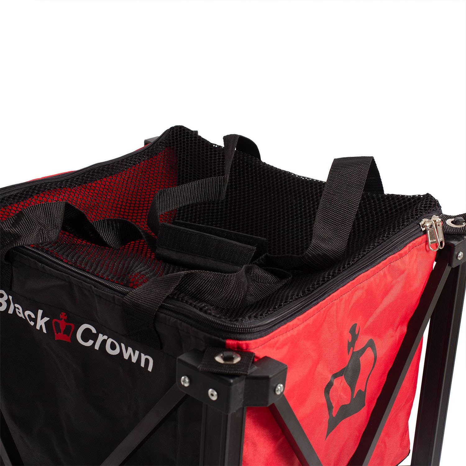 CESTO DE PELOTAS BLACK CROWN ROJO/NEGRO