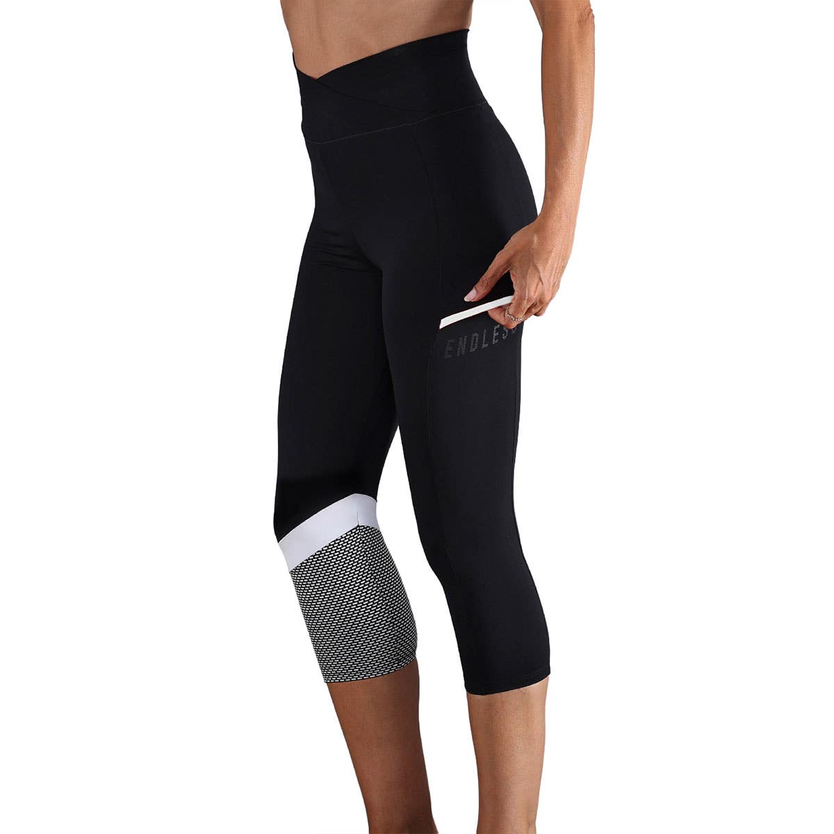 MALLAS ENDLESS LINE POCKET HW 7/8 MUJER GRIS/NEGRO