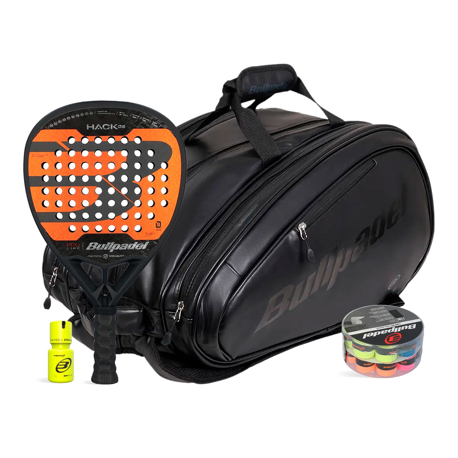 PACK BULLPADEL HACK 03 24 PALETERO AVANT LEATHER 2 TAMBOR DRY GRIP