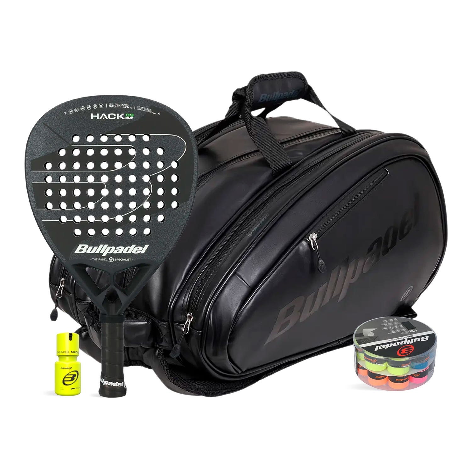 PACK BULLPADEL HACK 03 CMF PALETERO AVANT LEATHER 2 TAMBOR DRY GRIP