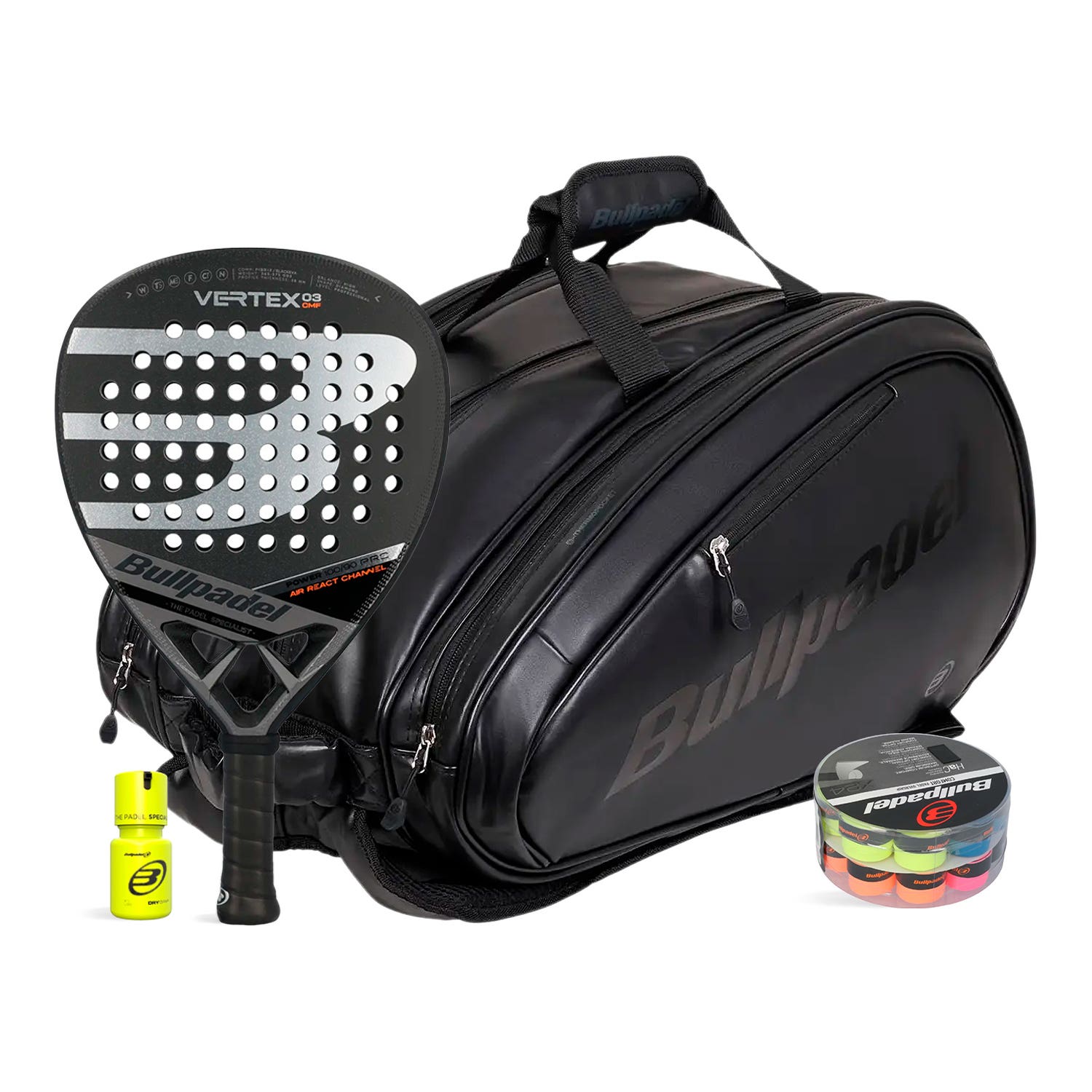 PACK BULLPADEL VERTEX 03 CMF PALETERO AVANT LEATHER 2 TAMBOR DRY GRIP
