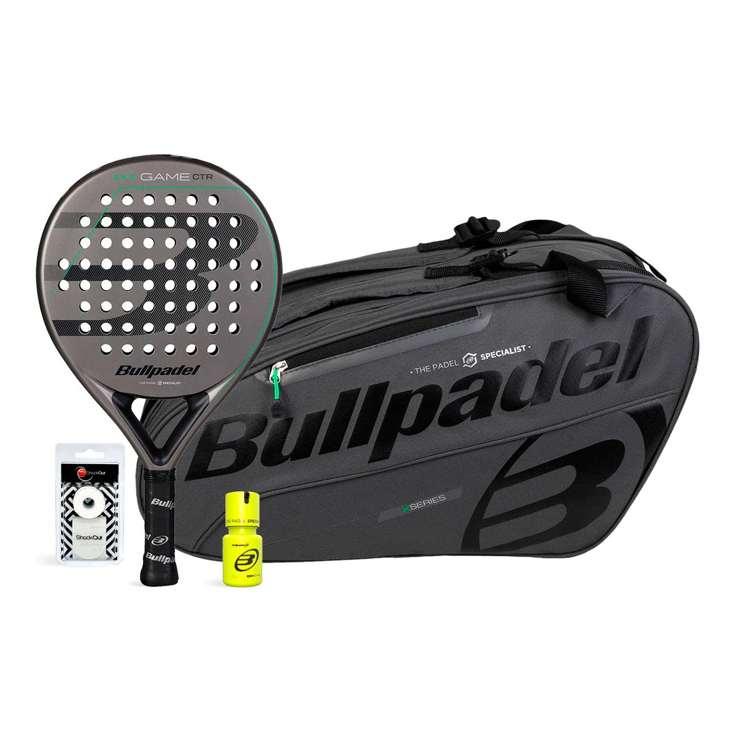 PACK BULLPDEL GAME CTR GRIS PALETERO GRIS DRY GRIP