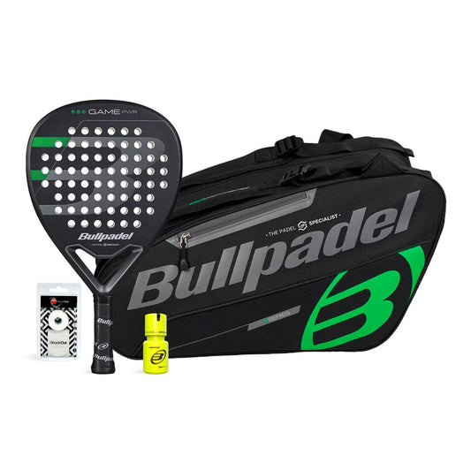 PACK BULLPDEL GAME PWR PALETERO NEGRO DRY GRIP