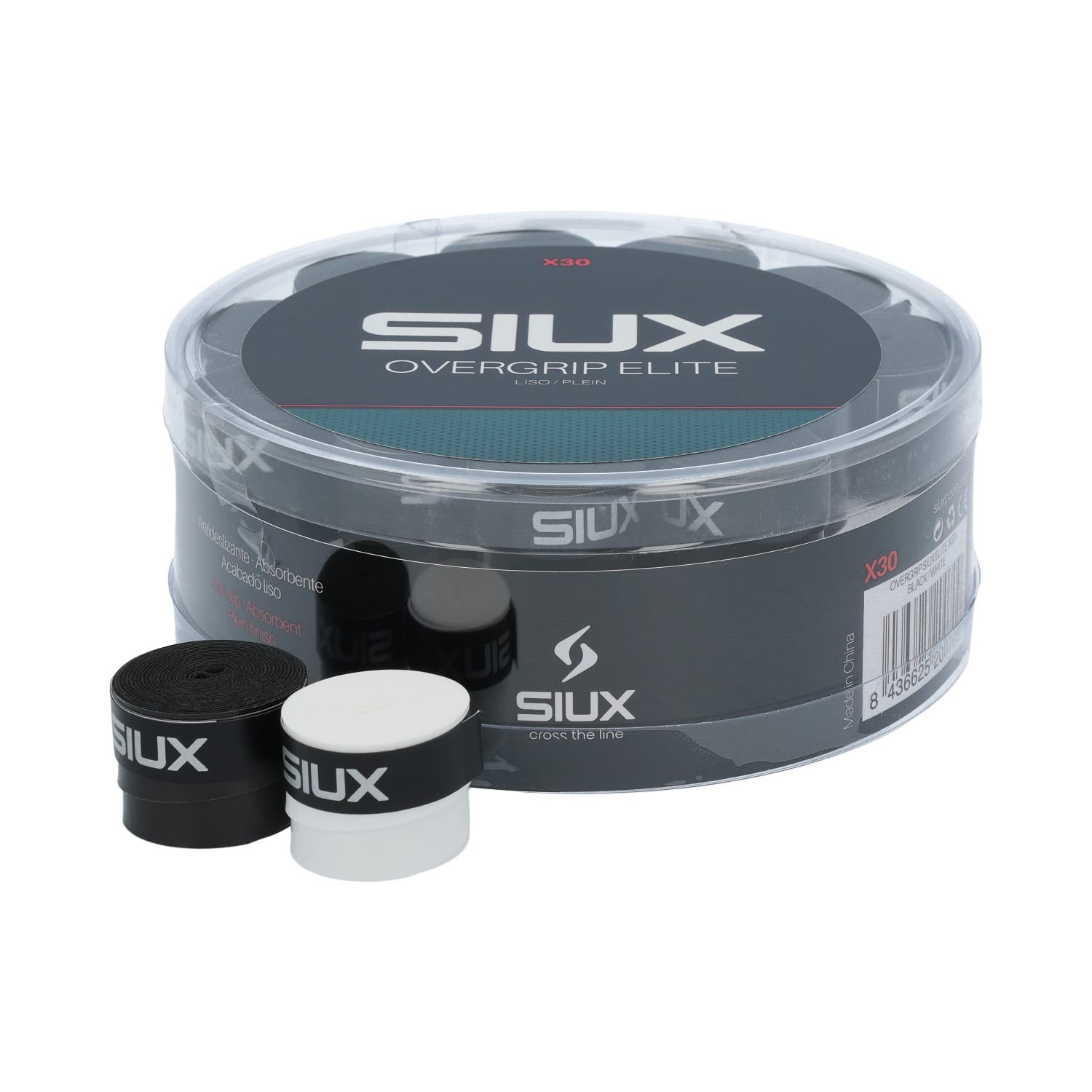 CUBO 30 UDS OVERGRIP SIUX ELITE BLANCO/NEGRO