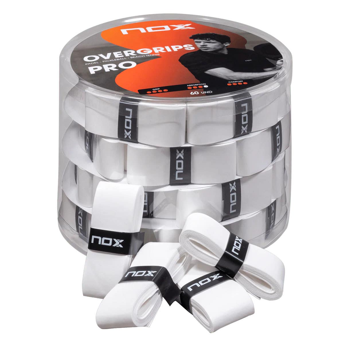 BOTE 60 UDS. OVERGRIPS NOX PRO BLANCO LISO