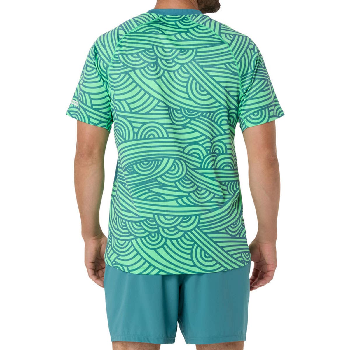 CAMISETA ASICS PADEL COURT ALL OVER PRINT AZUL OSCURO/VERDE