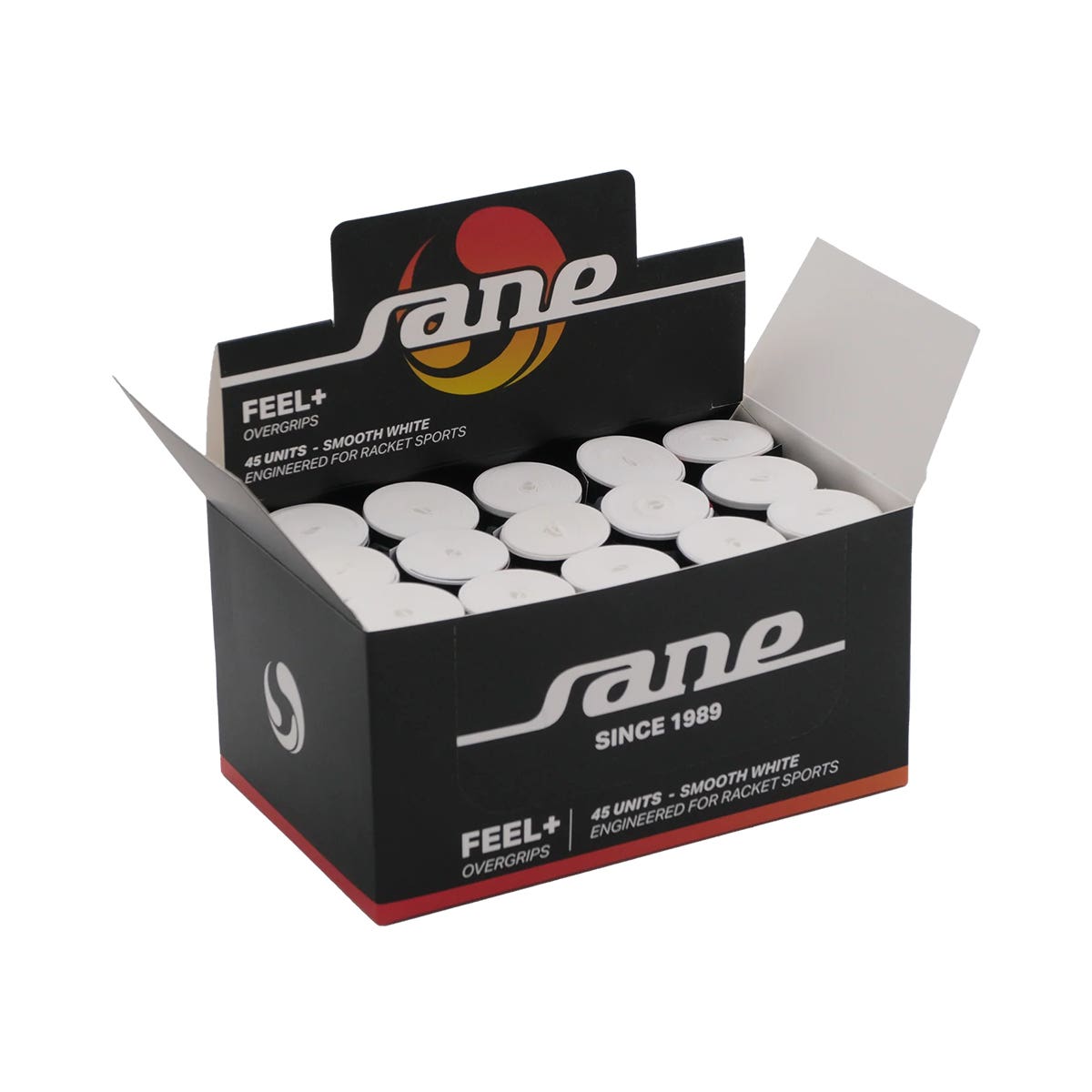 CAJA DE 45 OVERGRIPS SANE FEEL LISOS BLANCOS