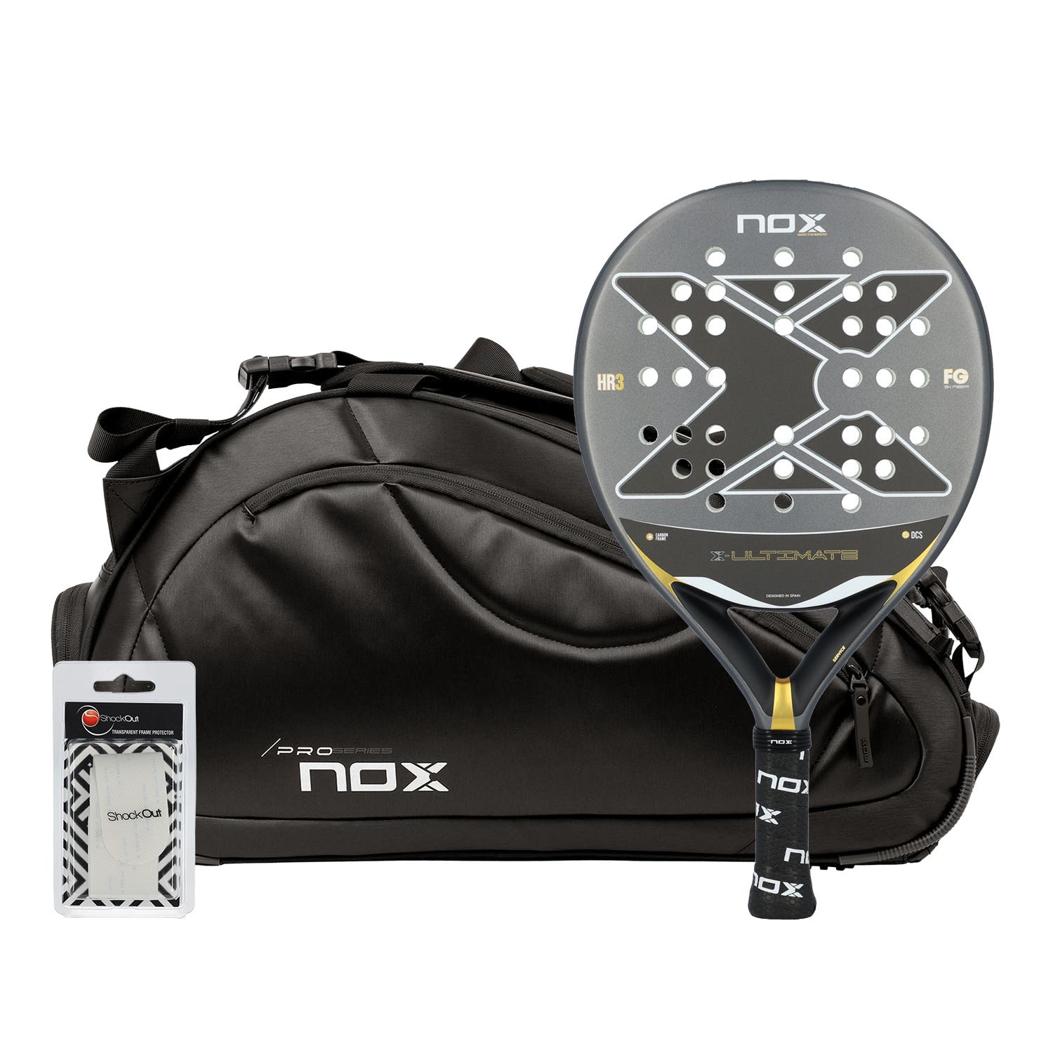 PACK NOX ULTIMATE GRIS DORADO + PALETERO NOX PRO SERIES