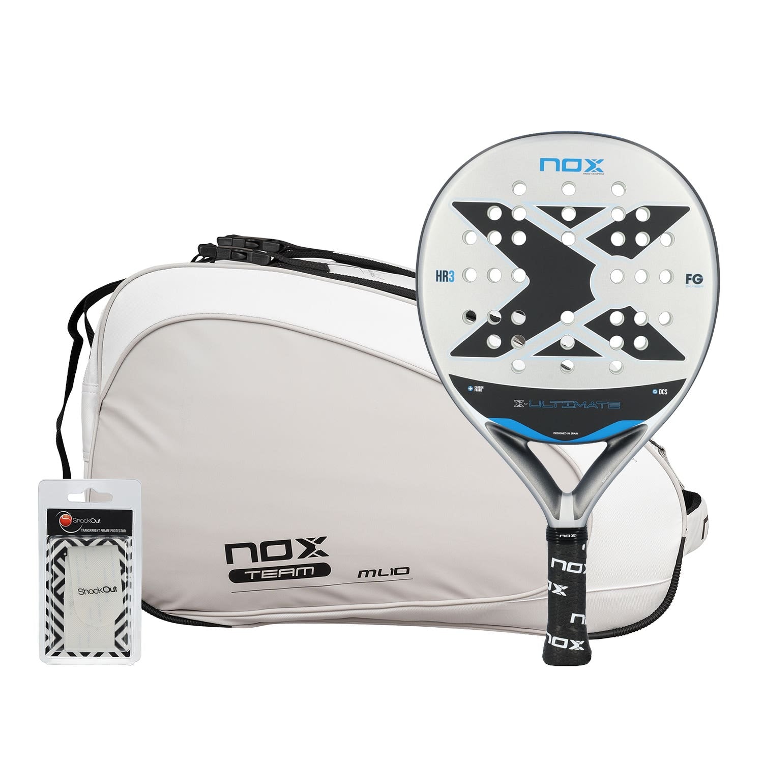PACK NOX ULTIMATE PLATA AZUL + PALETERO NOX ML10 TEAM