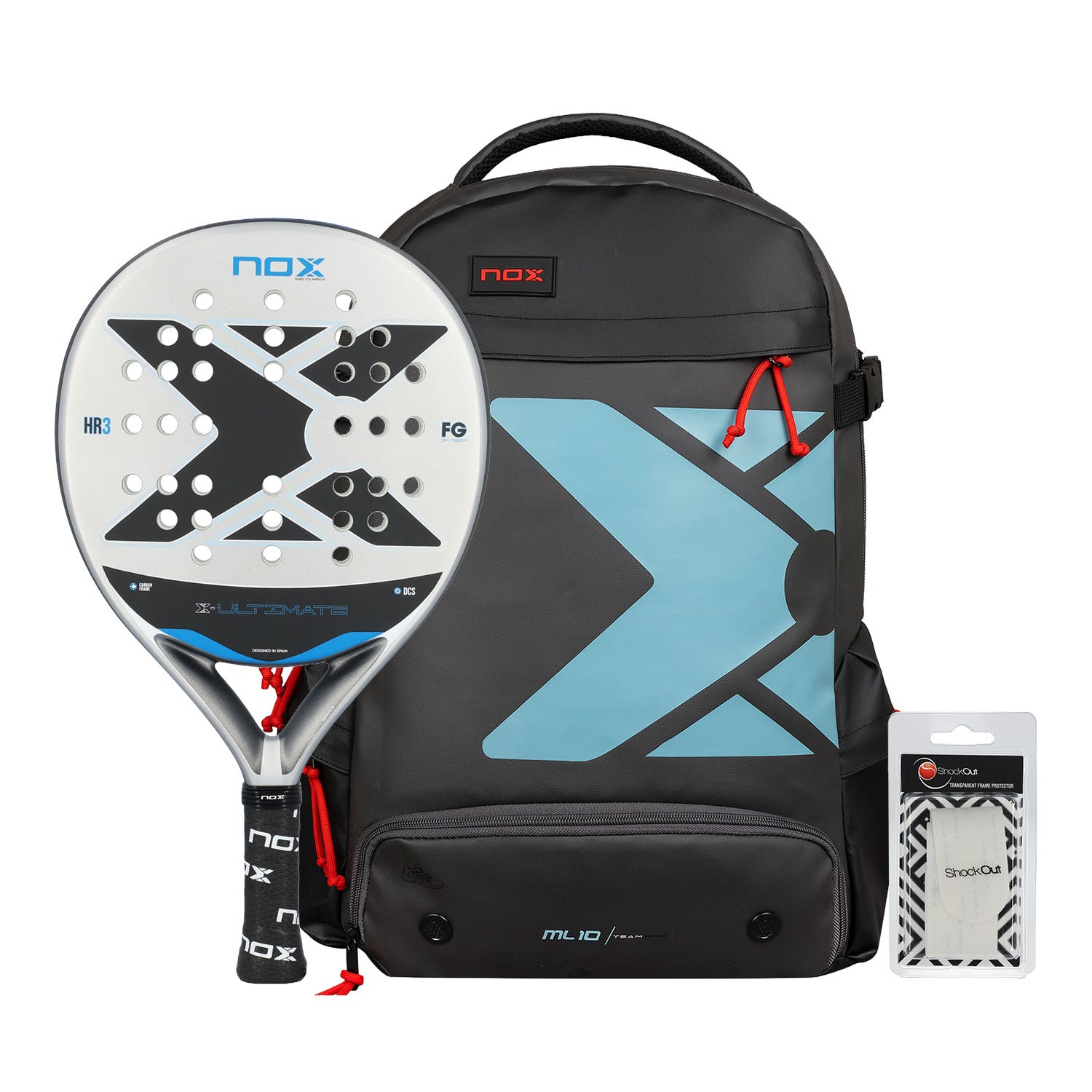 PACK NOX ULTIMATE PLATA AZUL + MOCHILA ML10 TEAM