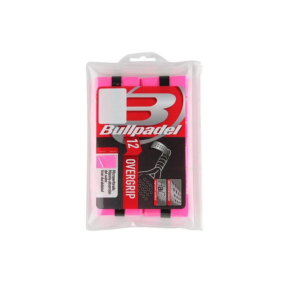 OVERGRIP BULLPADEL PACK 12 UNDS BG-1601 ROSA FLÚOR.