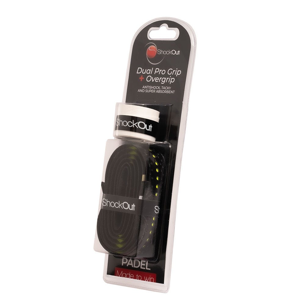 SHOCKOUT DUAL PRO GRIP Y OVERGRIP NEGRO AMARILLO