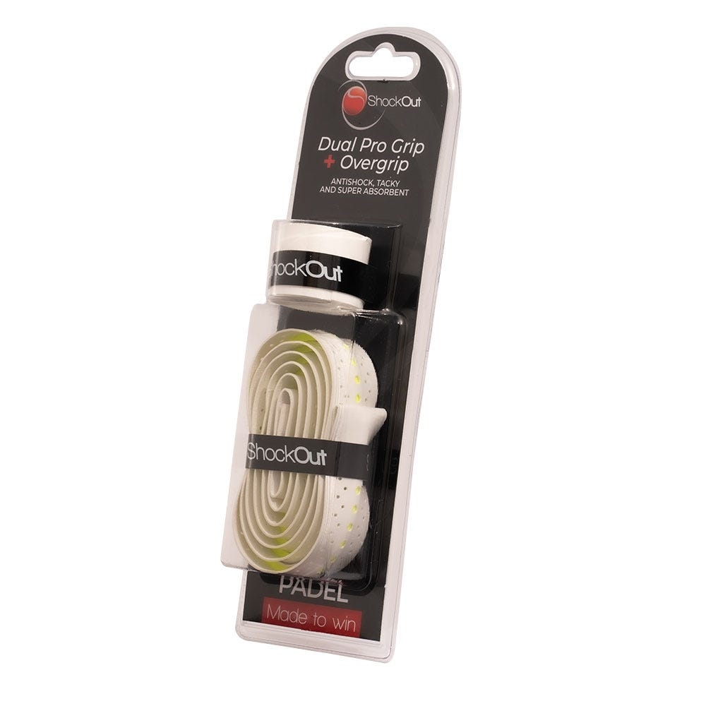 SHOCKOUT DUAL PRO GRIP Y OVERGRIP BLANCO AMARILLO