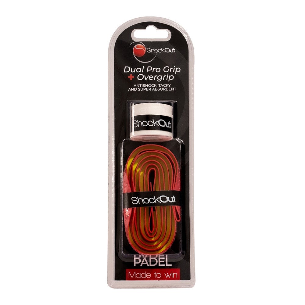 SHOCKOUT DUAL PRO GRIP Y OVERGRIP FUCSIA AMARILLO