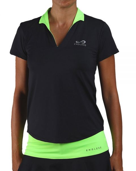 TEXTIL Polo Endless Onyx Sleeves Negro Verde Mujer