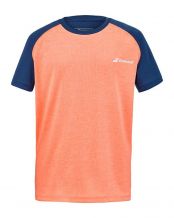 CAMISETA BABOLAT PLAY CNECK NARANJA AZUL MARINO NIO