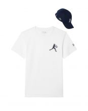 LACOSTE DJOKOVIC FAN PACK T-SHIRT ET CASQUETTE TH1044 522 Blanc / Bleu Marine