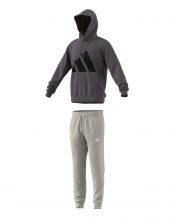 ADIDAS TUTA DA GINNASTICA CON LOGO GRANDE TRENCH TERRY GRIGIO