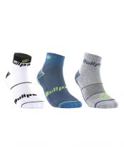 PACK 3 PARES CALCETINES BULLPADEL BP-2205 BLANCO AZUL GRIS