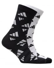 2 PARES CALCETINES ADIDAS CREW AOP NEGRO BLANCO