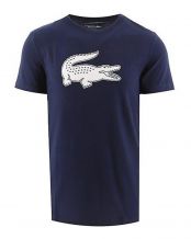 CAMISETA LACOSTE LOGO AZUL MARINO BLANCO