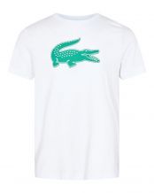 T SHIRT LACOSTE BIANCO LOGO VERDE