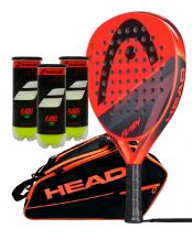 PACK HEAD FLASH RED, PALETERO HEAD Y 3 BOTE DE BOLAS