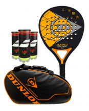 PACK DUNLOP RAPID CONTROL 2.0, PALETERO DUNLOP Y 3 BOTES DE BOLAS