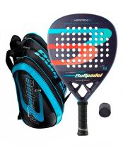 PACK BULLPADEL VERTEX 03 WOMAN, PALETERO BULLPADEL AVANT AZUL Y OVERGRIP