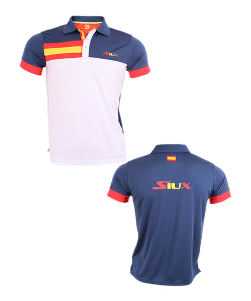 POLO SIUX ESPAÑA BLANCO Y AZUL